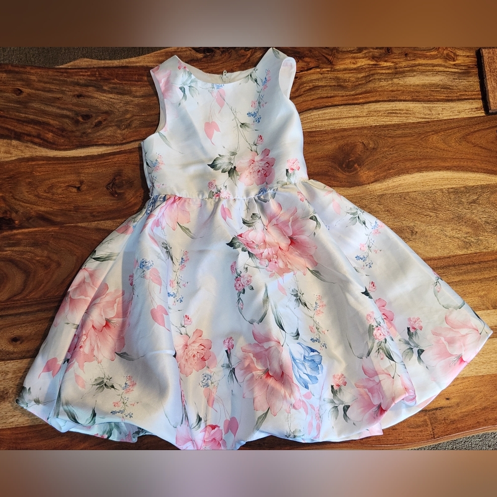 Rare Editions Pink and Blue Floral A-Line Dress